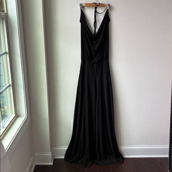 Julian Chang Pants - Julian Chang Lola Halter Neck Wide Leg Jumpsuit in Black Formal Dressy Size M